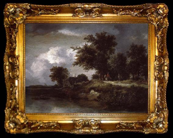 framed  Jacob van Ruisdael Wooded river bank, ta009-2